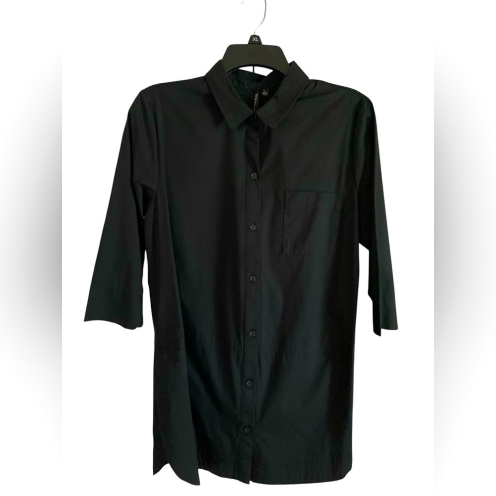 Heartsoul Women’s Black Buttoned Down 3/4 Sleeve Shirt Size Large Office Career